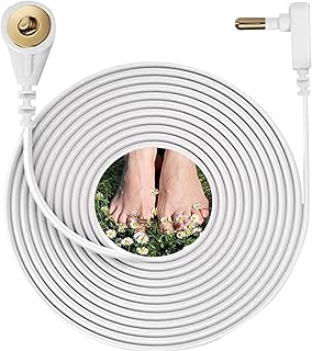 Grounding Cord Earthing Cord Wire 16.4 ft Replacement Cord for Earth Grounding Mats Pads Sheets Pillowcases Universal High Continuity Earth Connected Cord Snap Connect Grounding Cable (Gold Wire)