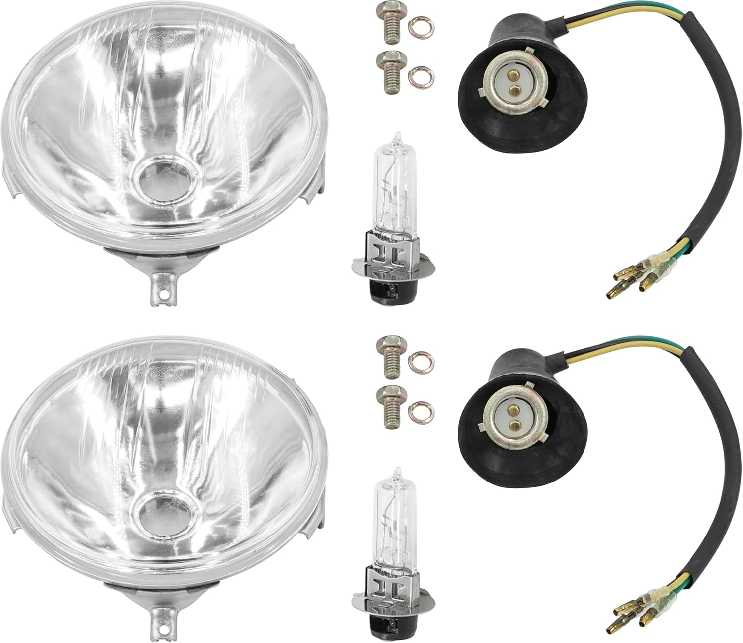 Caltric 2 Headlights with Halogen Bulbs Compatible with Yamaha Banshee 350 Yfz350 1989-1995