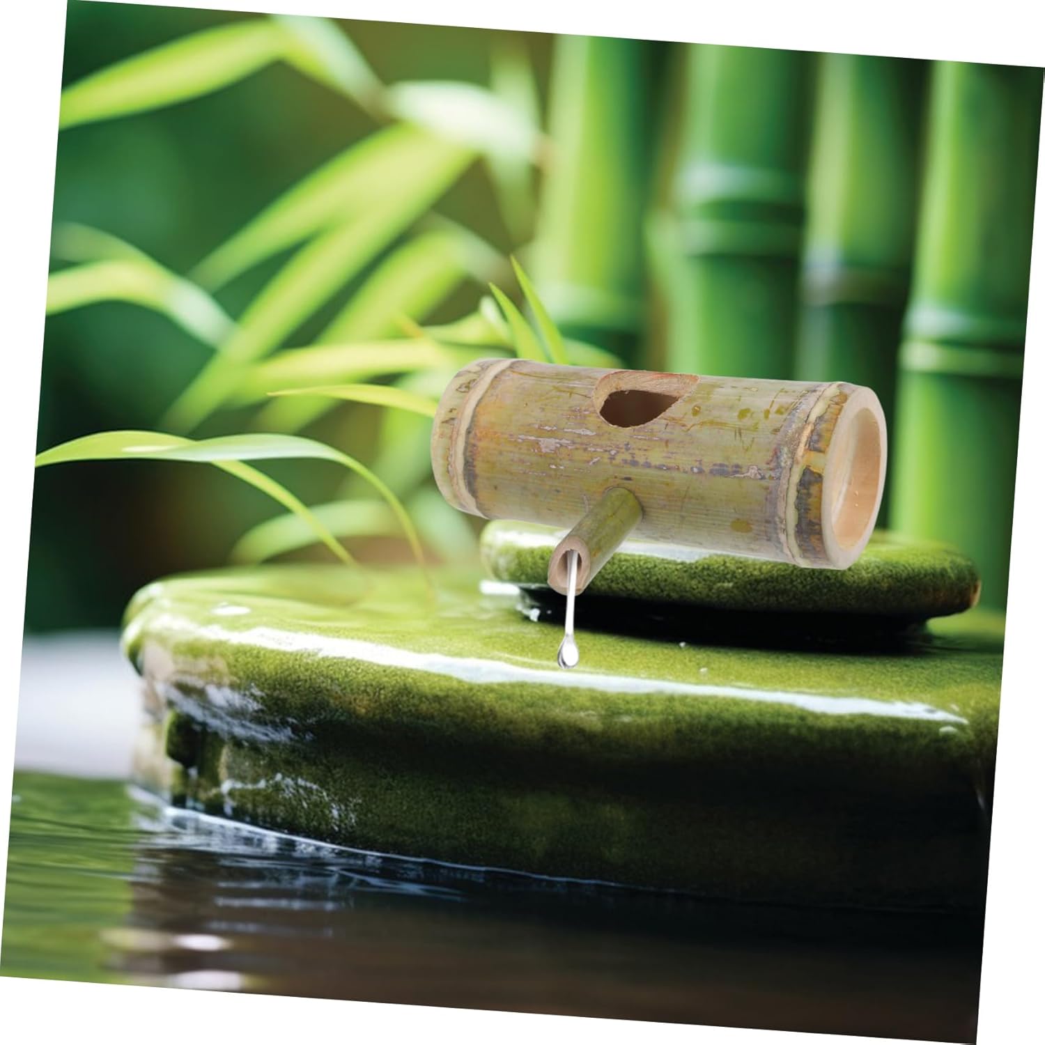 Unomor 2pcs Water Fountain Ornament for Fish Tanks and Gardens Handmade Decor Water Feature Natural Design