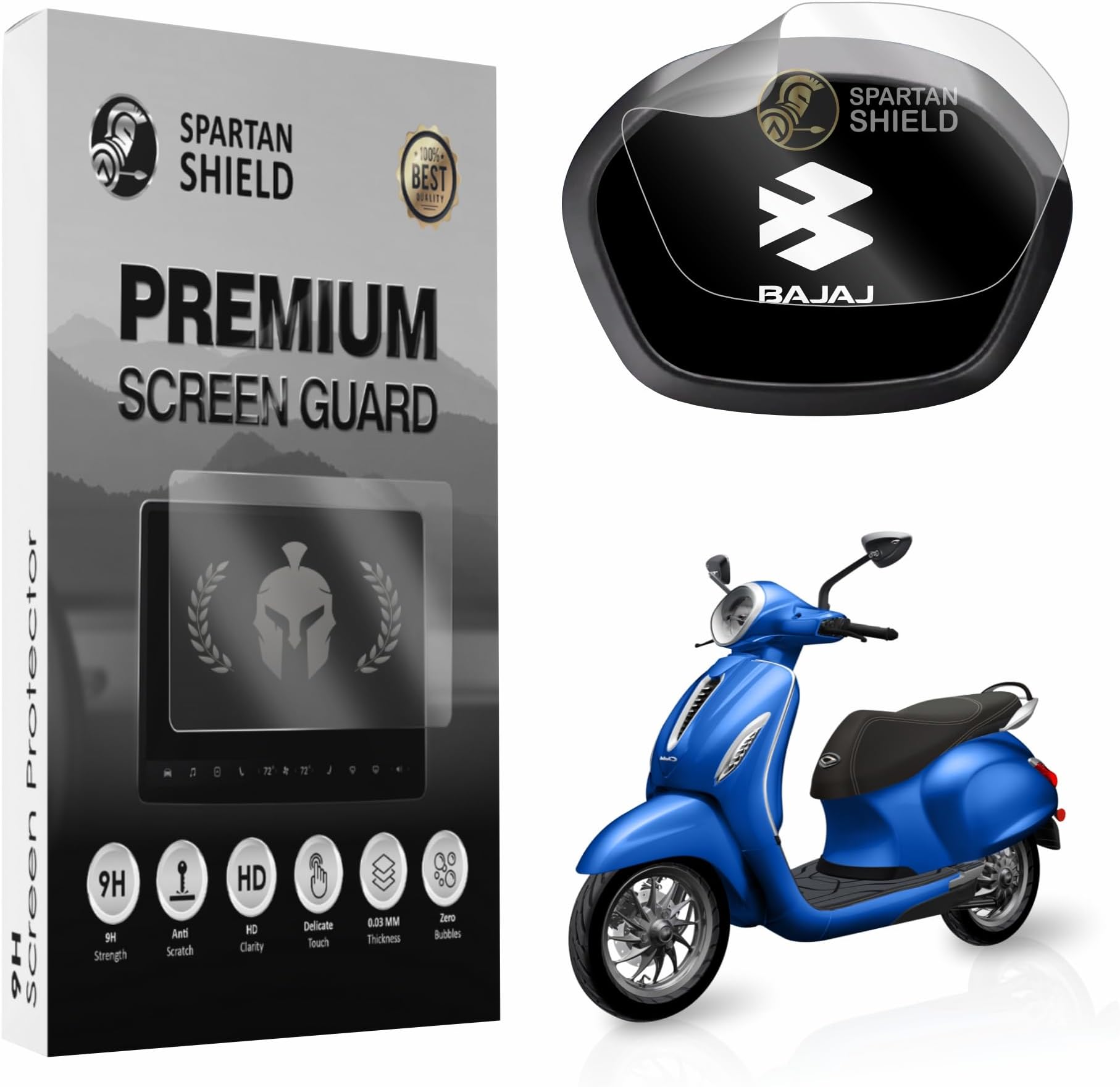Spartan Shield Digital Meter Protector For BAJAJ CHETAK PREMIUM 5 INCH TFT SCREEN || Flexible TPU Instrument Cluster Film Guard || 2024 Electric Scooter Tecpac Standard Accessory [Not Tempered Glass]