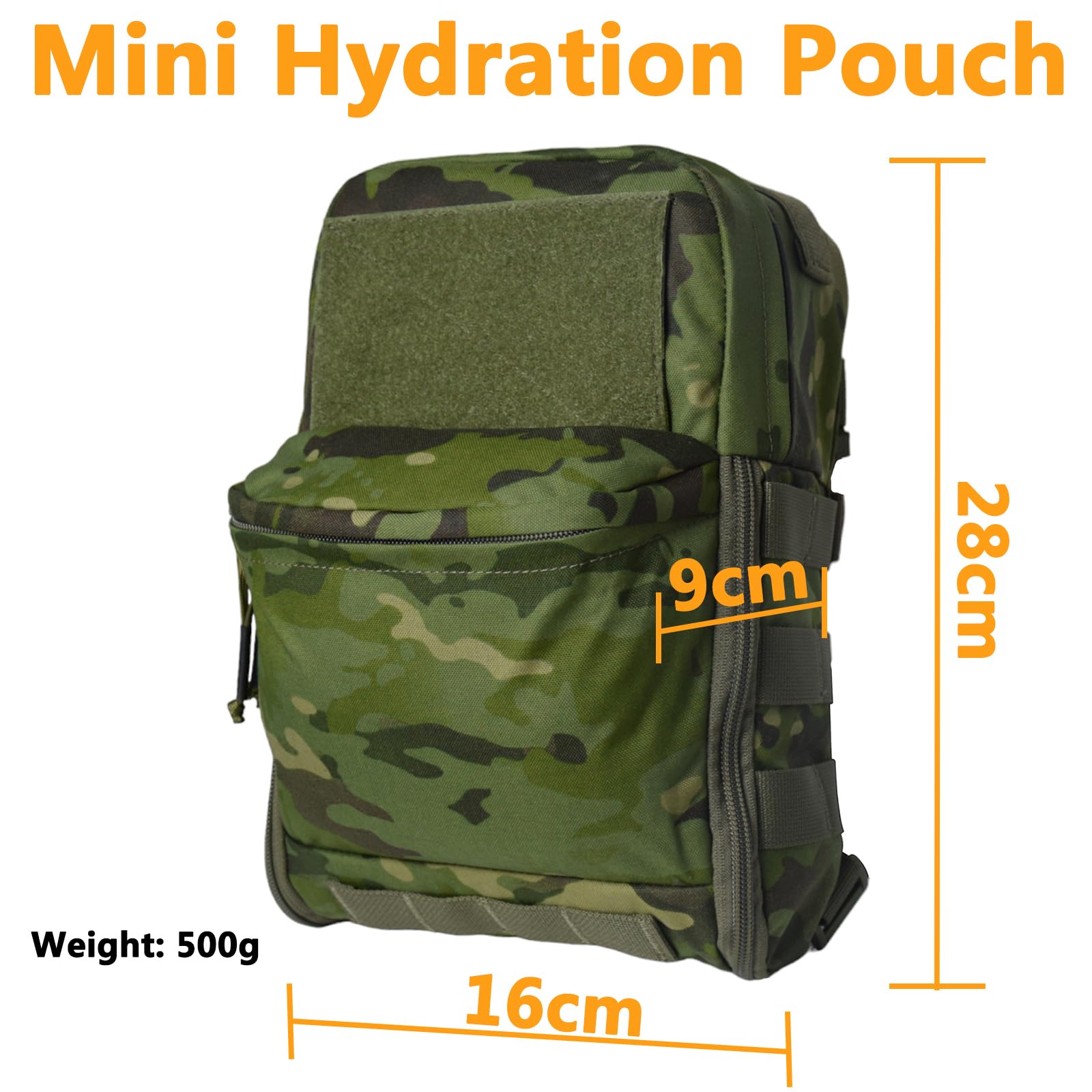TWINFALCONS Sac à dos tactique Molle léger en nylon 500D pour poche d'hydratation de 2 l pour paintball, airsoft, randonnée, équitation, porte-plaque