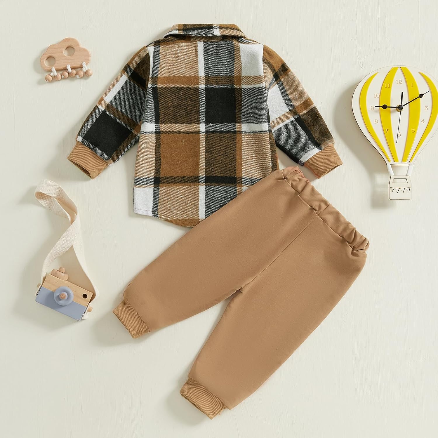 Toddler Boys Fall Outfits Plaid Flannel Baby Boy Jacket Button Down Shirts Pants 2Pcs Festival Clothes Set - Image 4