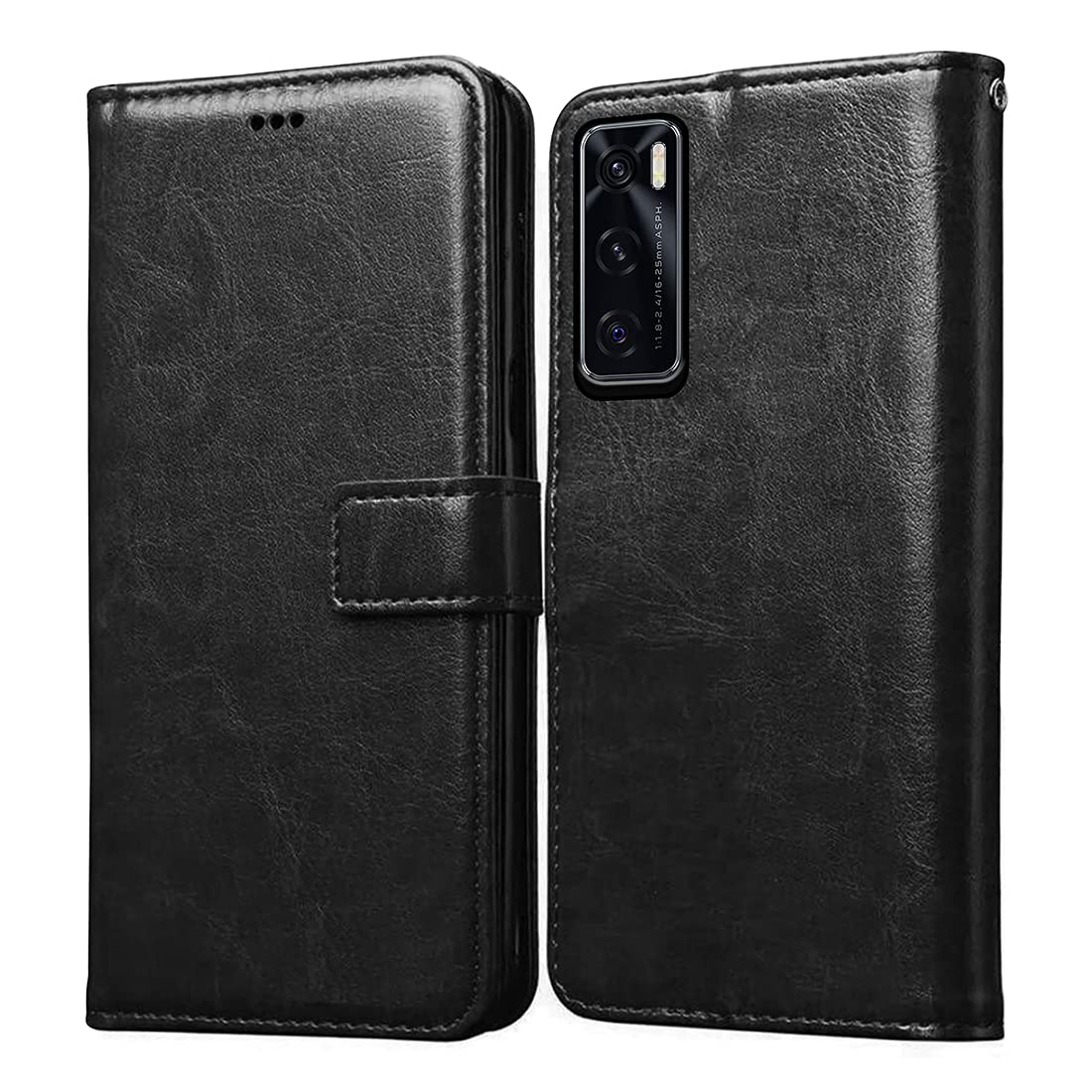 Casotec Flip Cover for Vivo V20 SE | Premium Leather Finish | Inbuilt Pockets & Stand | Flip Case for Vivo V20 SE (Black) (B09PG1FJ3D) Amazon Price History, Amazon Price Tracker