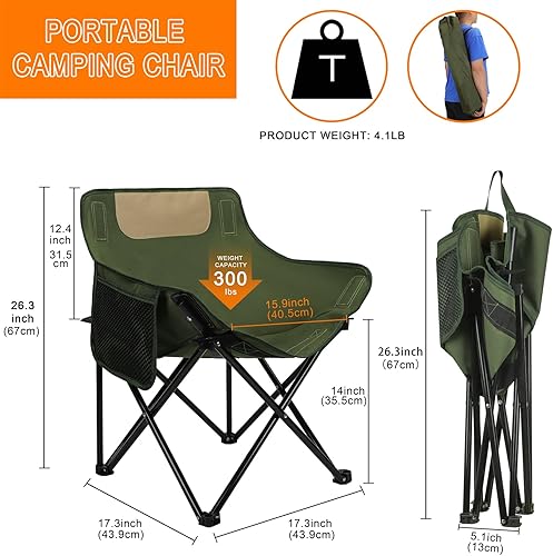 Miniatura 3 de DAZUINIAO Silla plegable para camping, portátil, ligera, para exteriores, con bolsa de transporte para adultos, senderismo, viajes, pesca, playa,
