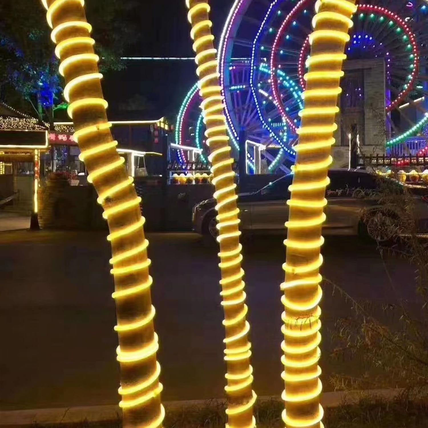 LAMPHOME Warm White Neon Light Strip 18FT Flexible Neon Rope Lights Indoor Outdoor Led Strip Lights Waterproof 120LEDs/M AC 110VPlug and Neon LED Lights for Bedroom Home Commercial Lighting