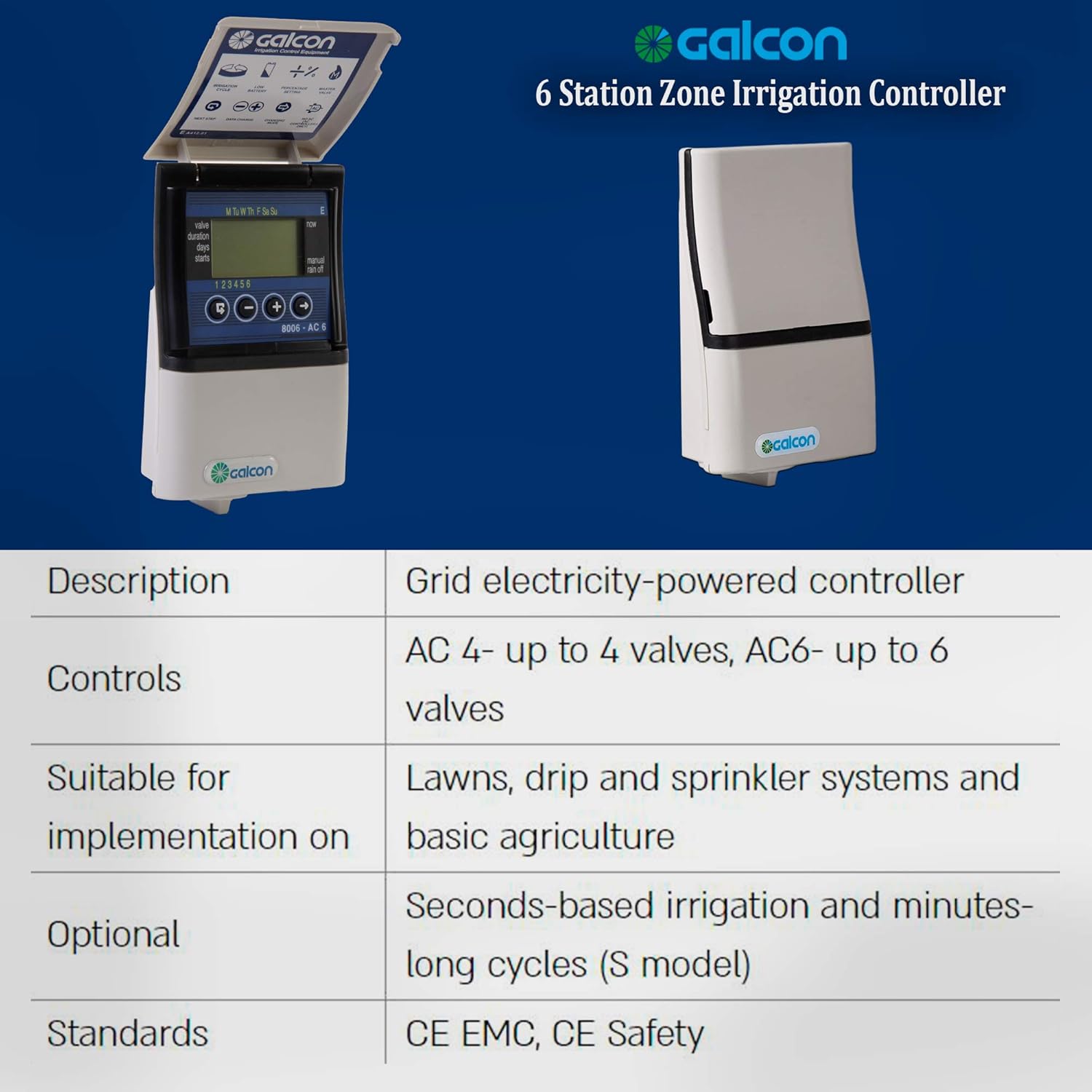 Buy Galcon GAE2S0002U1 8006 AC6 6 Station Zone Irrigation Controller