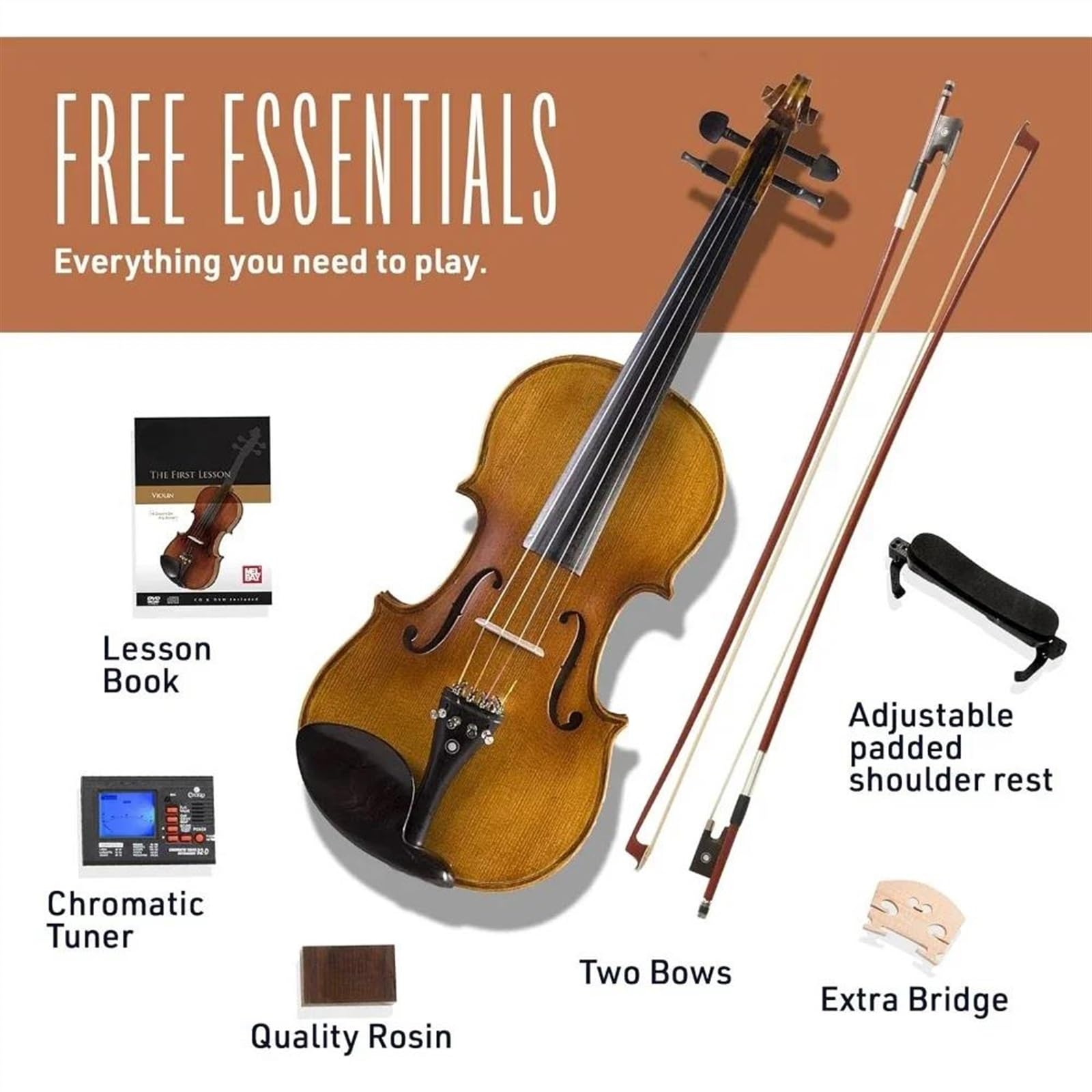 Violín instrumento musical Violín De Madera Maciza Con Ébano Tamaño 4/4