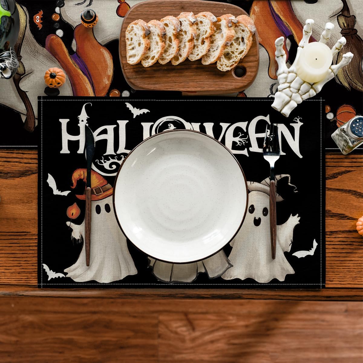 Artoid Mode Ghost Boo Halloween Placemats Set of 4-12 x 18 Inch