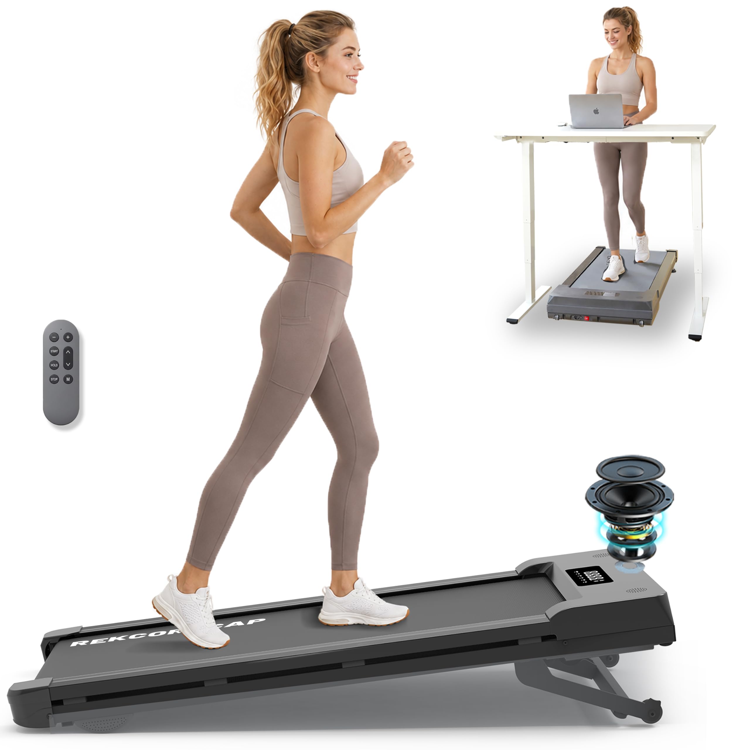 Walking Pad Treadmill 450 lb, Auto Incline Under Desk, Carbon Black