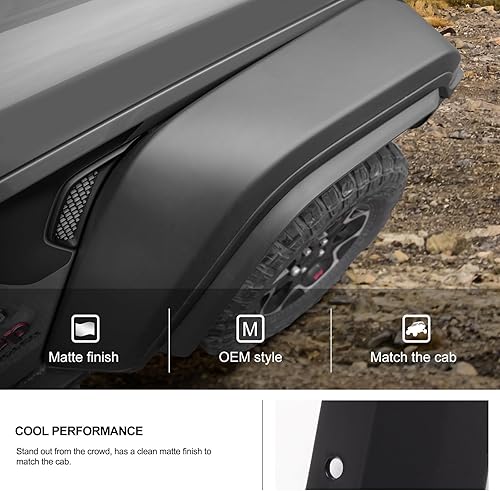 Miniatura 5 de Kiwi Master Extensiones de guardabarros para Jeep Wrangler JL Rubicon 2018-2025, accesorios resistentes para luces delanteras y traseras (solo se