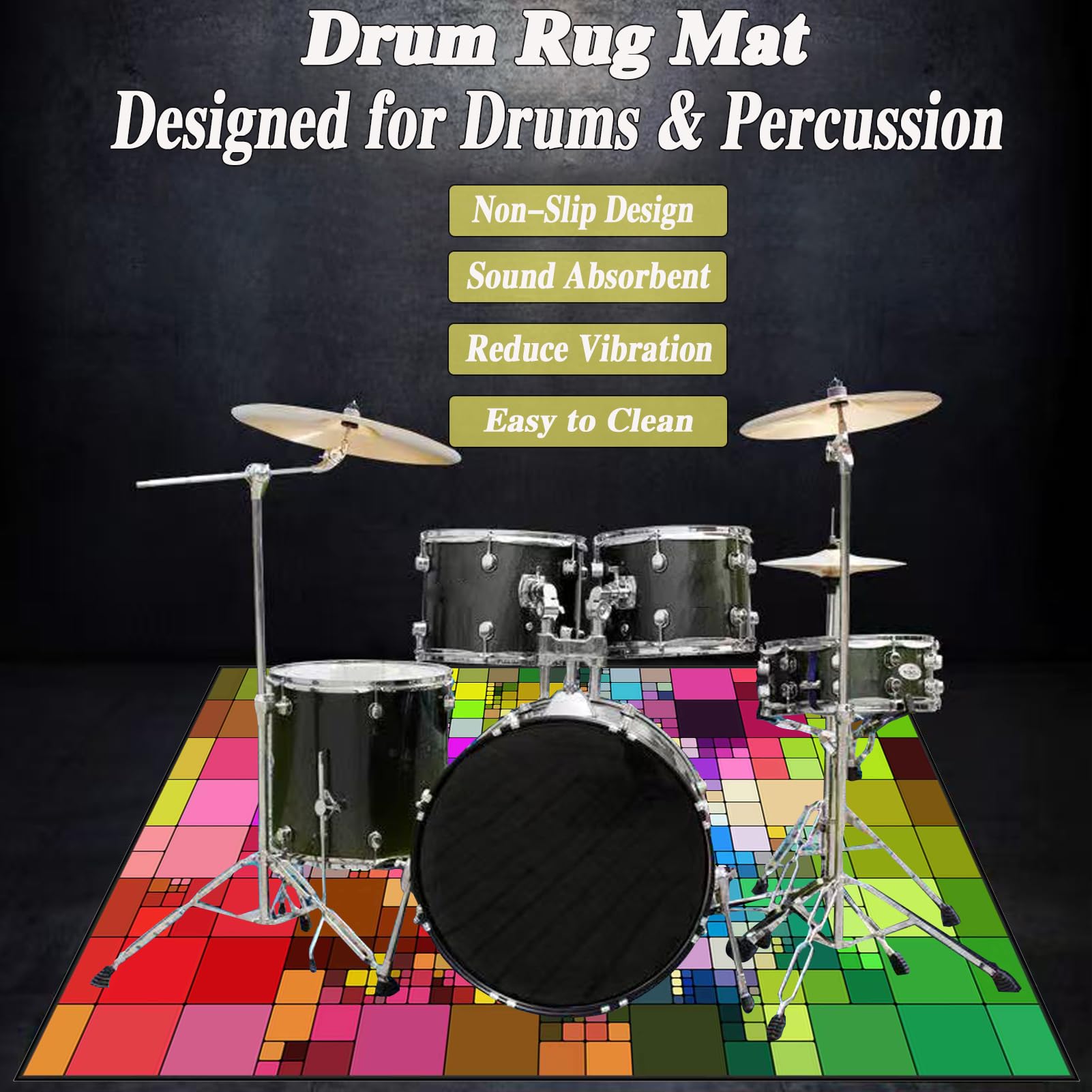 200 x 160 cm Dywan Bęben Antypoślizgowy Dźwiękoszczelny koc Domowy dywanik bębnowy do bębna basowego i innych mat do instrumentów muzycznych Mata Drum