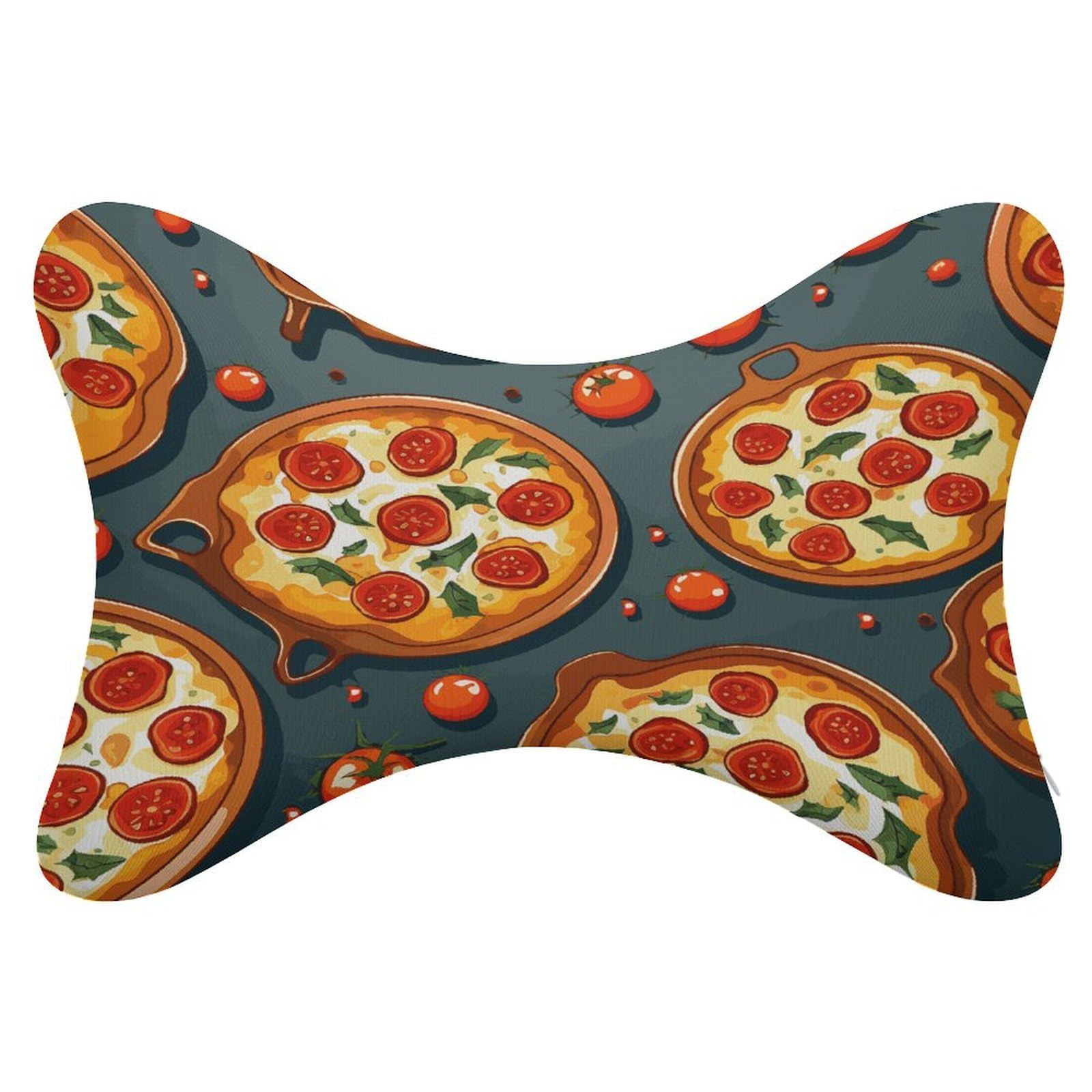 FekiLoot Pizza Food Car Headrest Set of 2,Softness Memory Foam Car Neck Pillow with Breathable Removable Cover Car Neck Support Pillow Ergonomic for Driving, Office