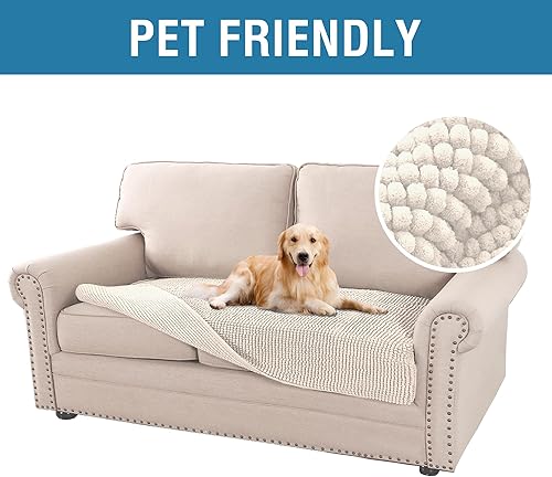 Miniatura 2 de H.VERSAILTEX Funda de felpilla de felpa para cama de perro, funda gruesa y suave para sofá biplaza de 2 cojines, antideslizante, resistente al agua,