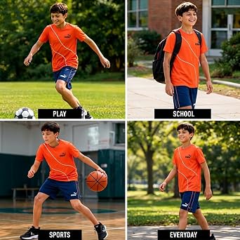 PUMA Boys 2 Piece Dry Fit Tee & Performance Active Shorts Set (Sizes 4-16)