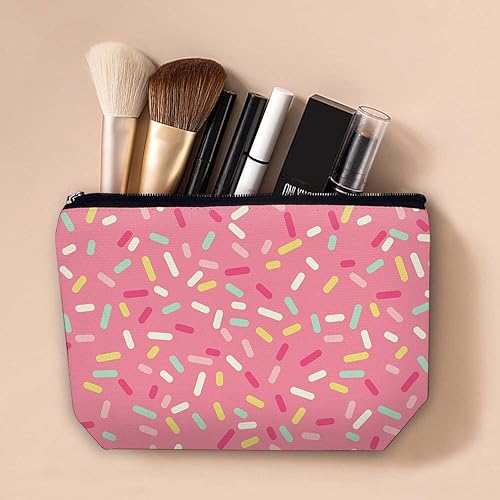 Miniatura 2 de Bolsa de maquillaje de viaje para cosméticos bolsa de maquillaje impermeable con cremallera bolsa de cosméticos para mujer 7 x 10 pulgadas Rosado