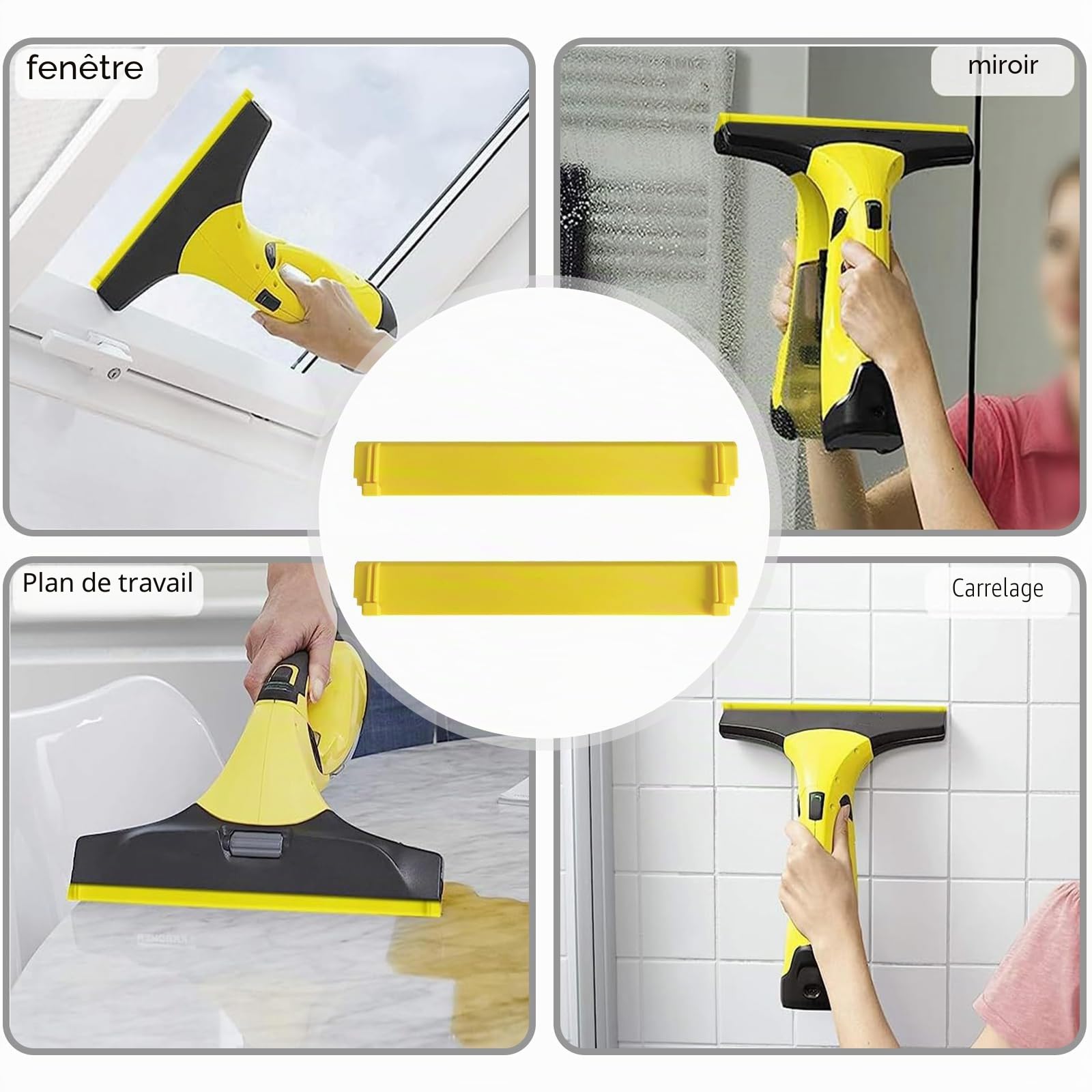 Lot de 2 lèvres en caoutchouc de rechange compatibles avec aspirateur de fenêtre Karcher WV6 280 mm, nettoyage de diverses surfaces lisses telles que les portes de douche, les murs de salle de bain,