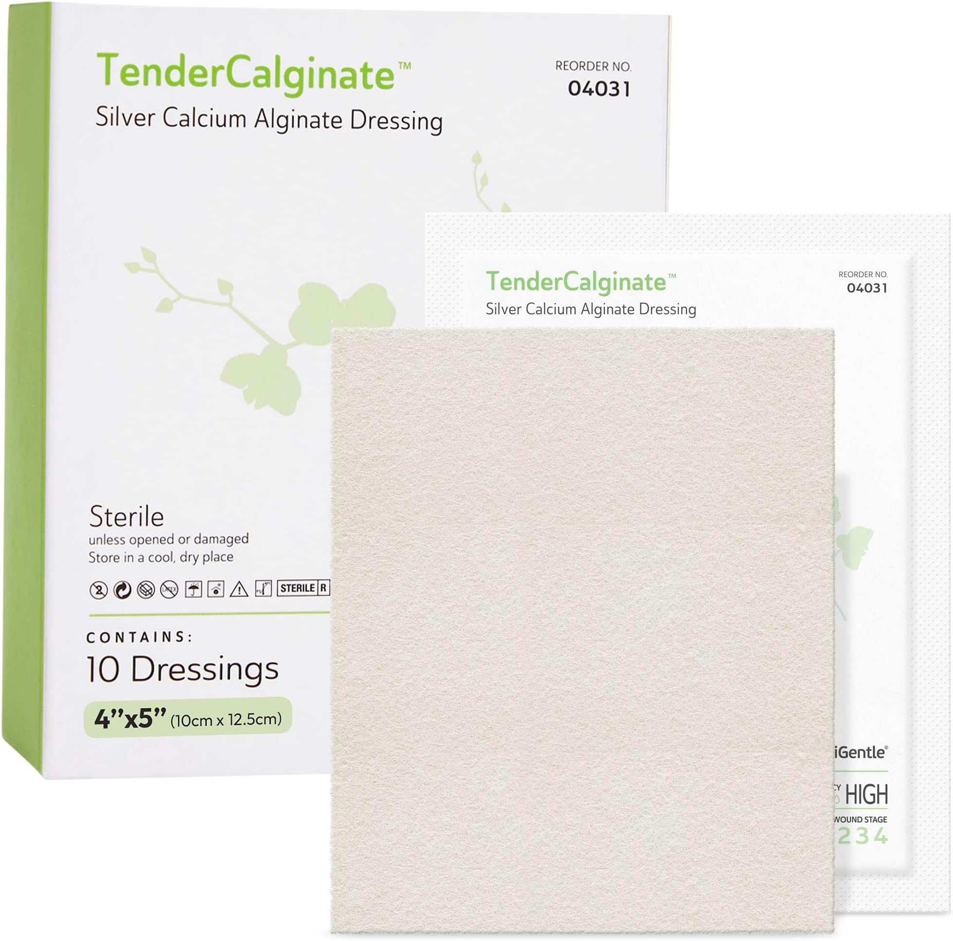 Silver Calcium Alginate Wound Dressings 4x5-10 Sterile Highly Absorbent Dressings for Moderate and Heavy Exudate - Good for Hospitals, Medical Facilities, and Nursing Homes