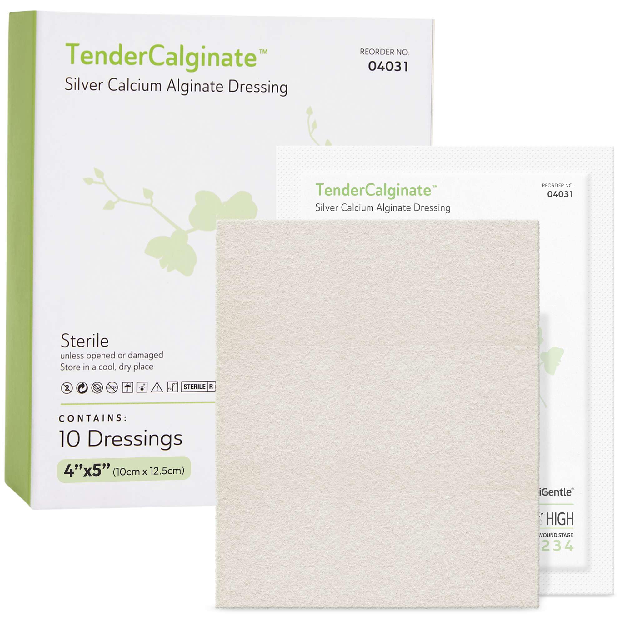 Silver Calcium Alginate Wound Dressings 4x5-10 Sterile Highly Absorbent Dressings for Moderate and Heavy Exudate - Good for Hospitals, Medical Facilities, and Nursing Homes