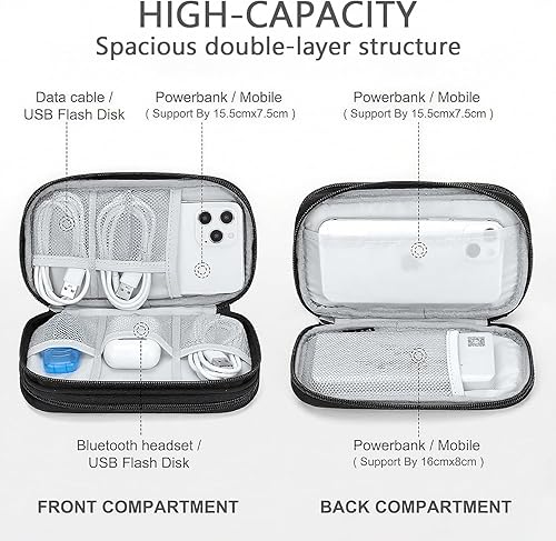 Miniatura 6 de Bolsa organizadora de cables de viaje portátil impermeable de doble capa, bolsa de transporte para accesorios electrónicos, bolsa de almacenamiento
