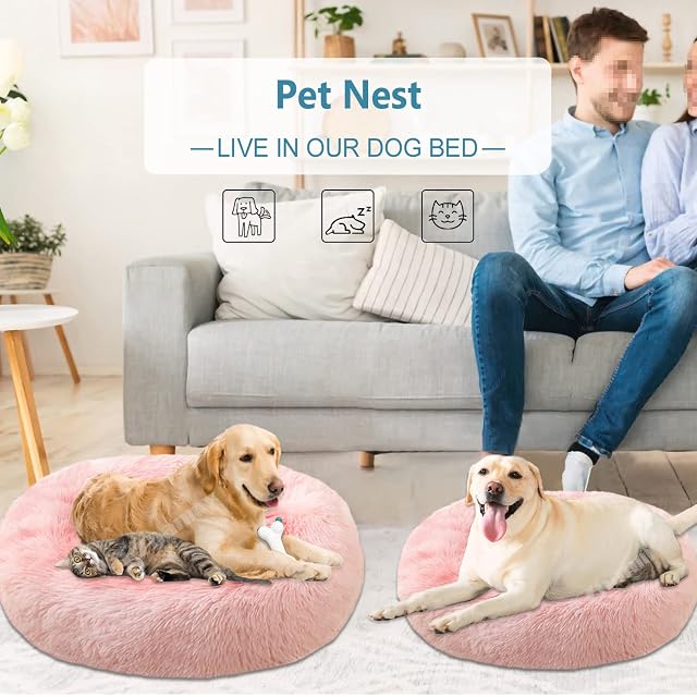 Foto 2 de 7 de KZhanmy Cama Perro Grande Redonda Cama de Perros Gatos Cómodo Suave Cálido Felpa Donut,Antiestres Lavables…
