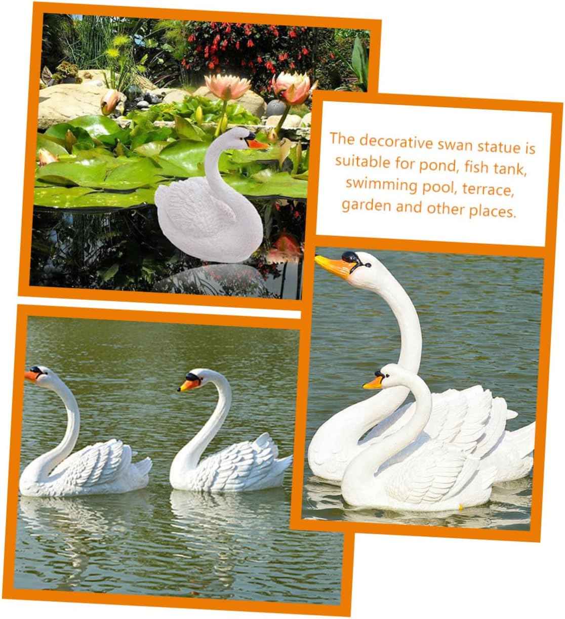 BESTonZON Large Swan Ornament Resin Swan Statue Outdoor Garden Pool Decorative Bird Figurine