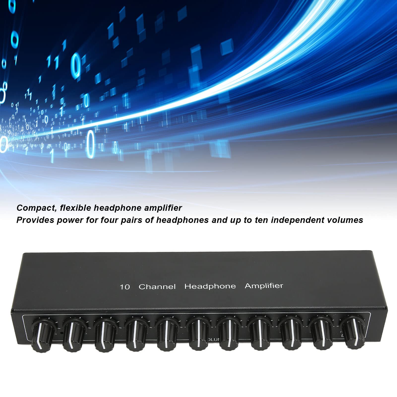 Annadue Amplificatore per Cuffie, Aux Mini Jack TRS, Ingresso da 3,5 Mm Amplificatore 1 in 10 out, Distributore per Cuffie per Studio e Palcoscenico (100-240 V)