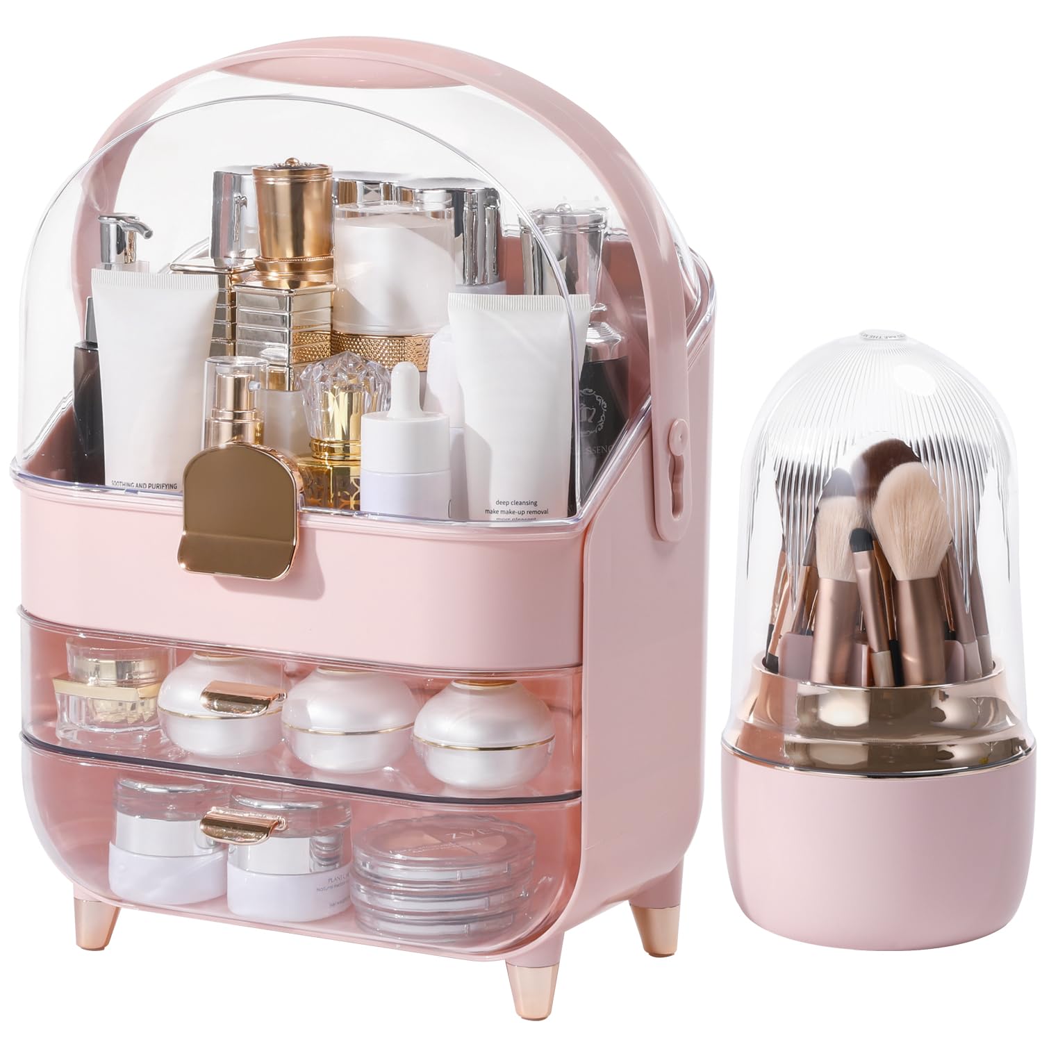 Makeup Organizer Countertop, Skincare Bathroom Counter Organizer, Storage Box Cosmetic Display Cases, Teen Girl Gifts Trendy Stuff Make up Organizers for Vanity, Dresser (Pink)