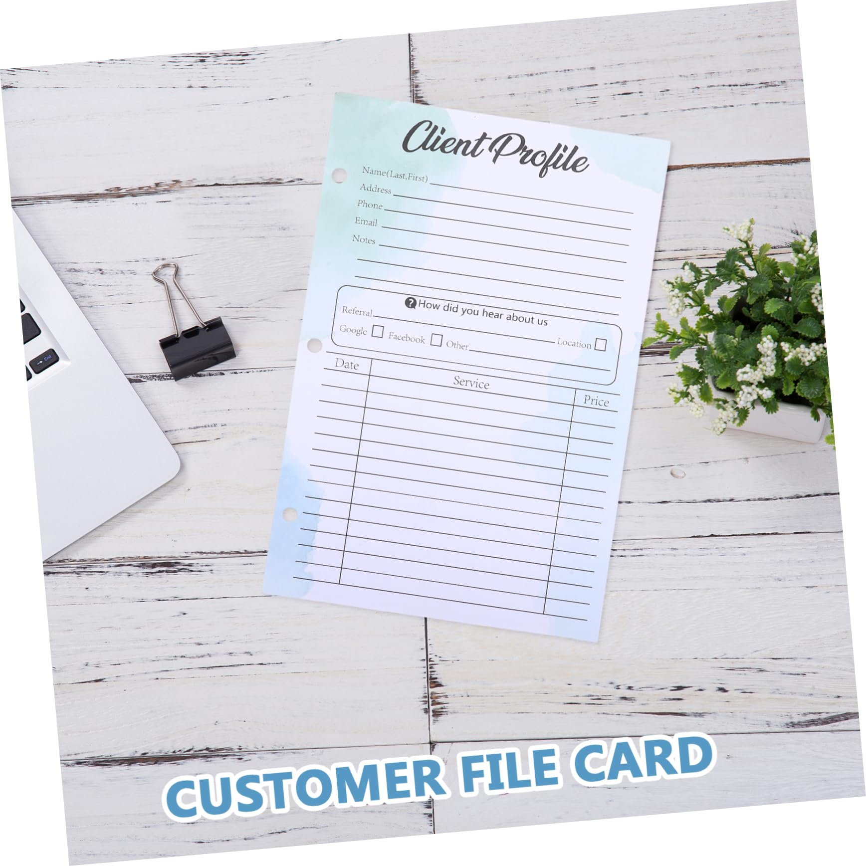 Fiche Client Perforée 50 Pièces en Papier Vert pour Bureaux