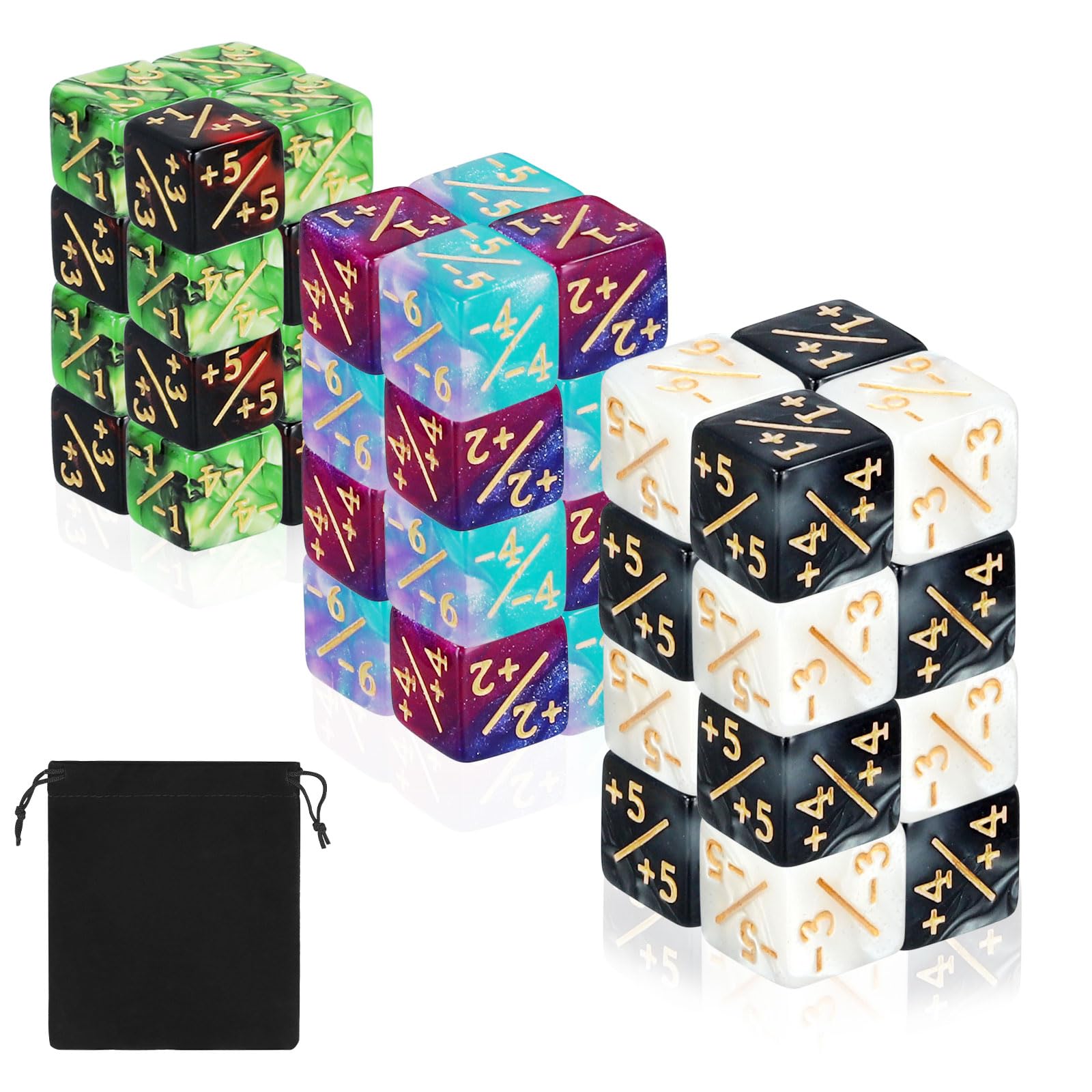 Weigudoc 48 Stücke Würfel Zähler Kompatibel mit MTG CCG Kartenspiel Zubehör, Token D6 Zeichen mit Aufbewahrungsbeuteln, 6 Farben Spielzubehör