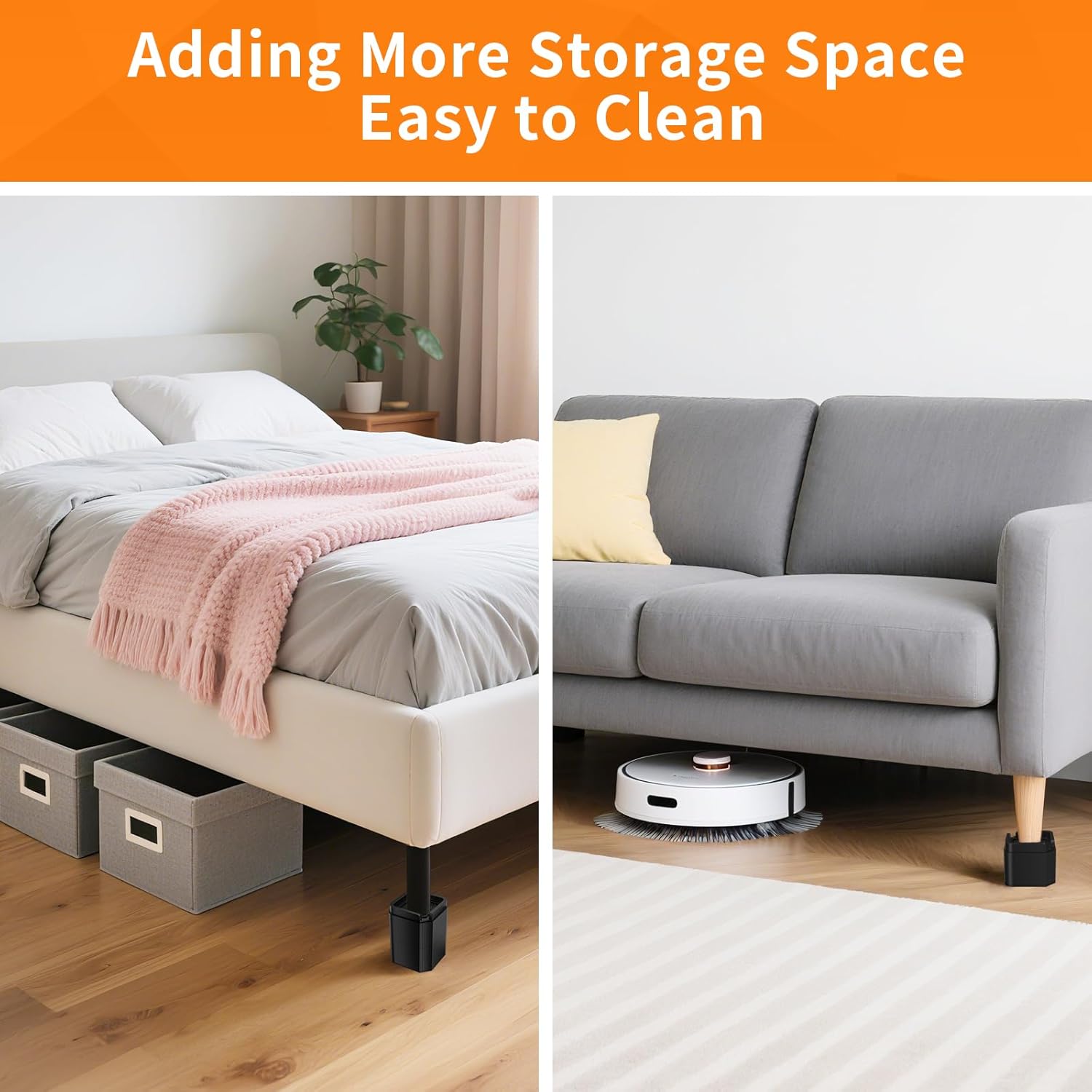 Furniture Risers Bed Risers, Adjustable Risers Blocks Lift 2, 4, 5.9 inches Heavy Duty Desk Leg Risers for Couch Table Desk Sofa Dresser, Refrigerator, Washing Machine - Support up to 2000 lbs