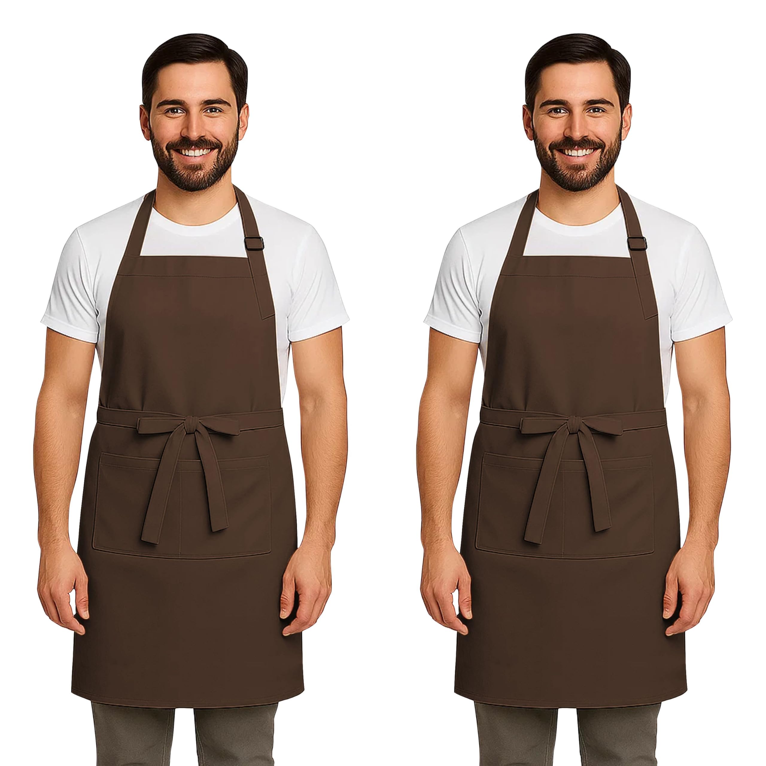 - Apron for Men Women Chef Cooking Restaurants Gardening Workshop, Barbers with Adjustable Strap and Two Pockets
