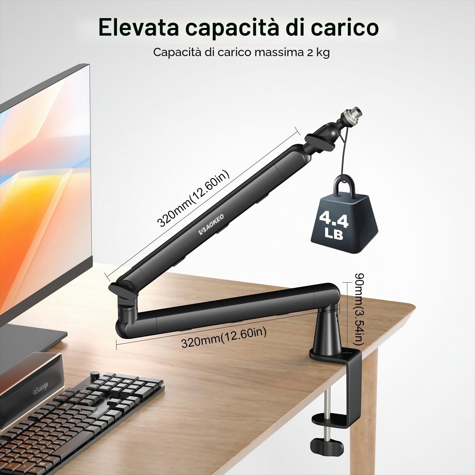 Braccio del microfono,Aokeo AK-55 Desk Low Profile Mic Boom Arm Stand,Adatto per Blue Yeti,Snowball iCE,HyperX QuadCast,SoloCast,Ecc