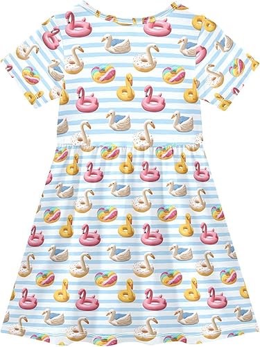 Miniatura 2 de ALAZA Girls Summer Dress Short Sleeve Casual Girls Dresses for Kids 2-8 Years