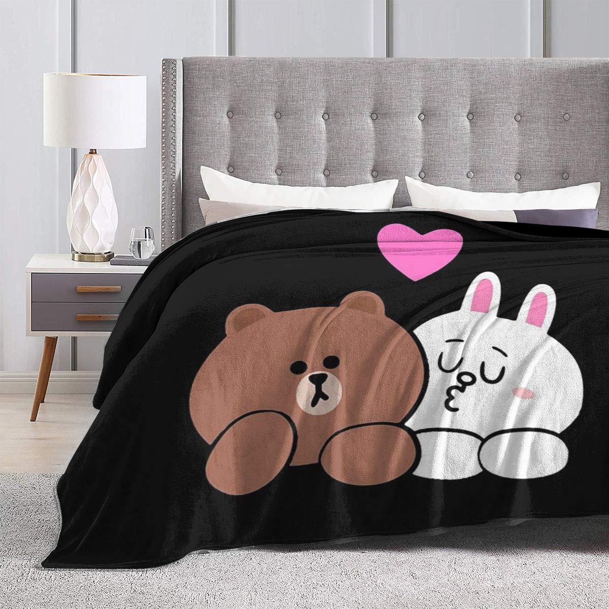 Cupaate Brown Bear and Cony in Love Ultra-Soft Micro Fleece Blanket Couch 50"" x40