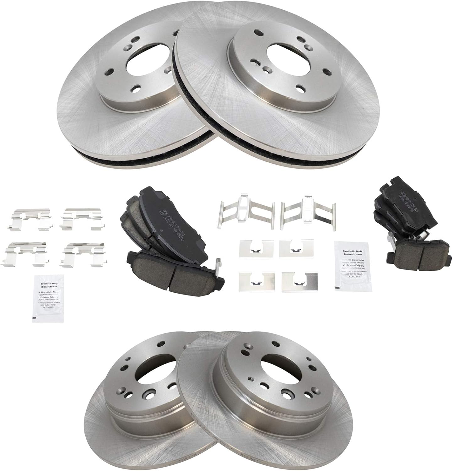 TRQ Front and Rear Brake Pad & Rotor Kit Brake Pads Brake Rotor Ceramic Compatible with 2004-2008 Acura TL