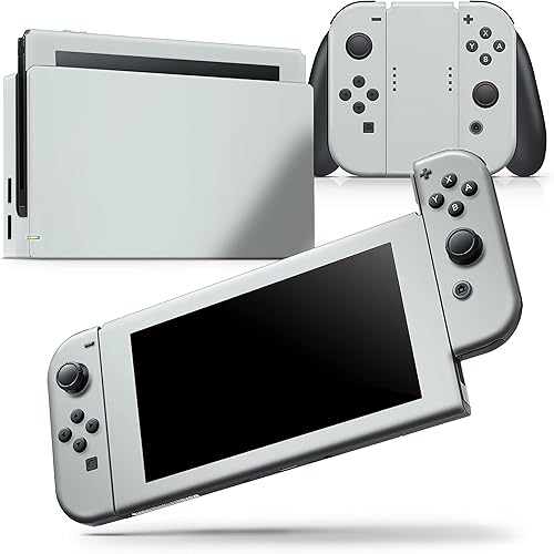 Compatible con consola Nintendo Switch OLED + Joy-Con - Calcomanía protectora de vinilo extraíble resistente a los arañazos - Gris claro sólido