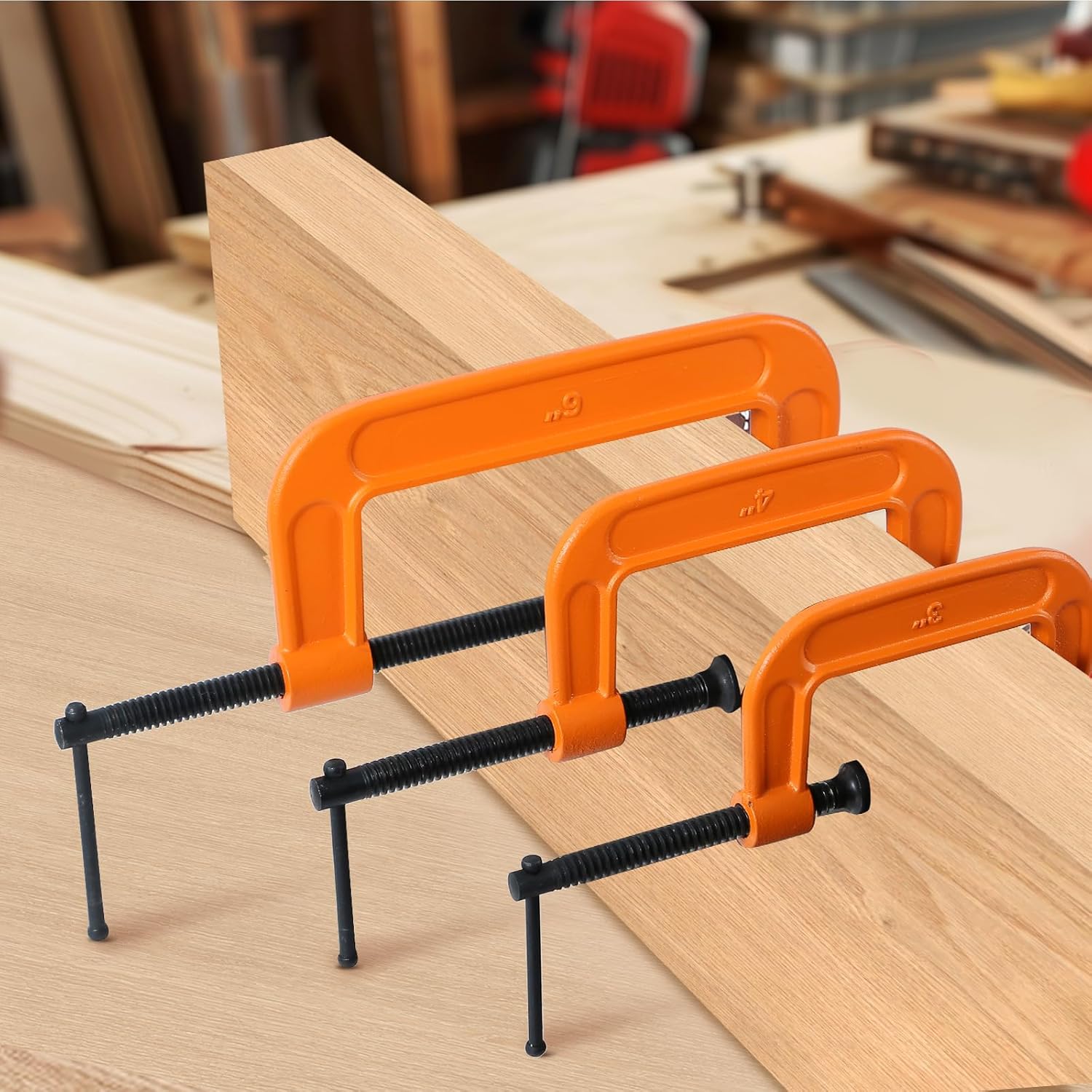 Forward C-Clamp 3 Piece Set 3in, 4in, 6in Heavy Duty Ductile Iron C Clamp Set Kit Jaw Opening Sliding T Bar Handle for DIY Carpentry Caliper Woodworking Welding Building(Orange)