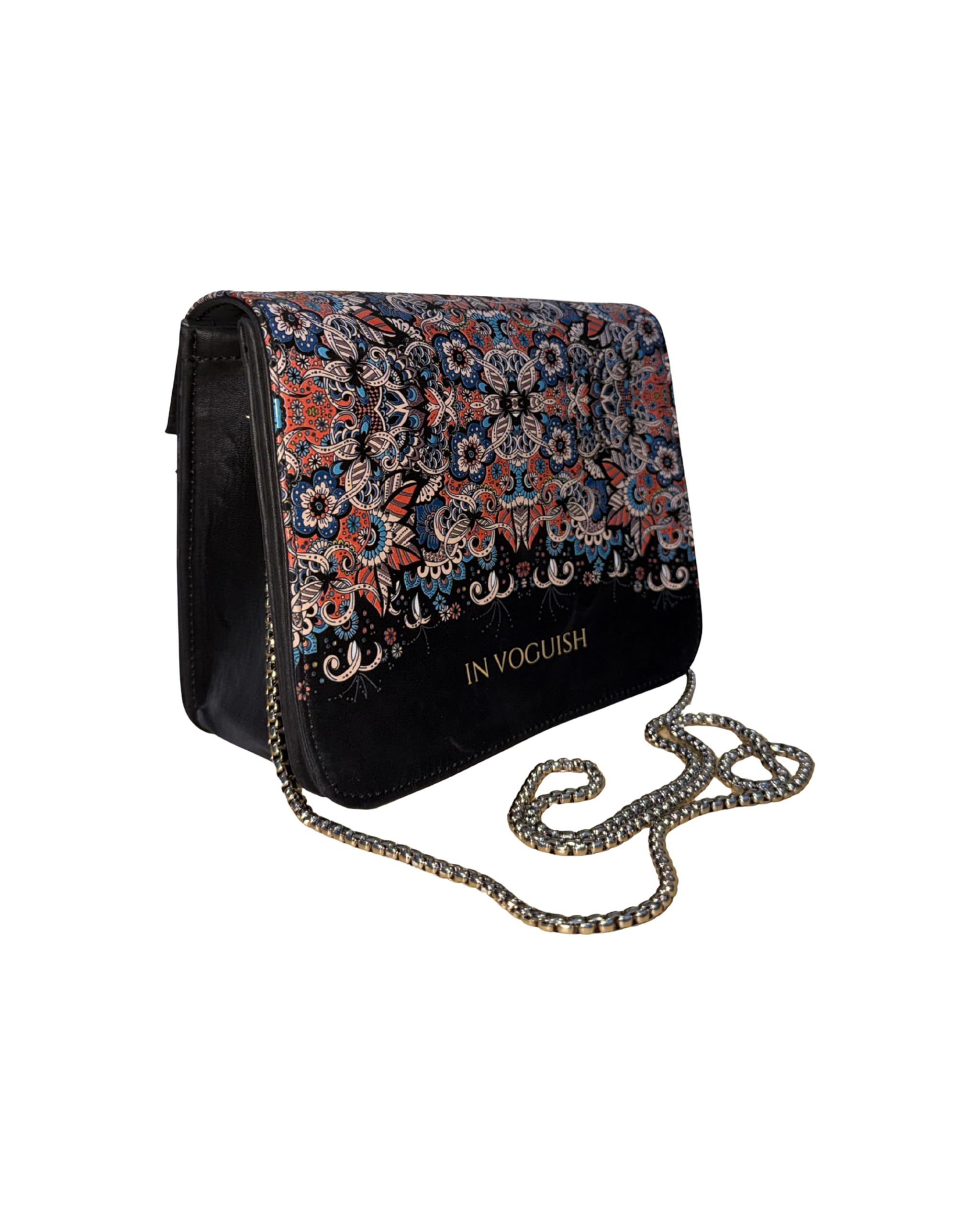 Premium SwitchStyle Customized Sling Bag for Women | Interchangeable Flap Handbag (10 Flap Options) | Z Black 3D Embossed Vegan Leather | Personalized Name | Chain Strap & Handle | Party & Daily Use-image-34