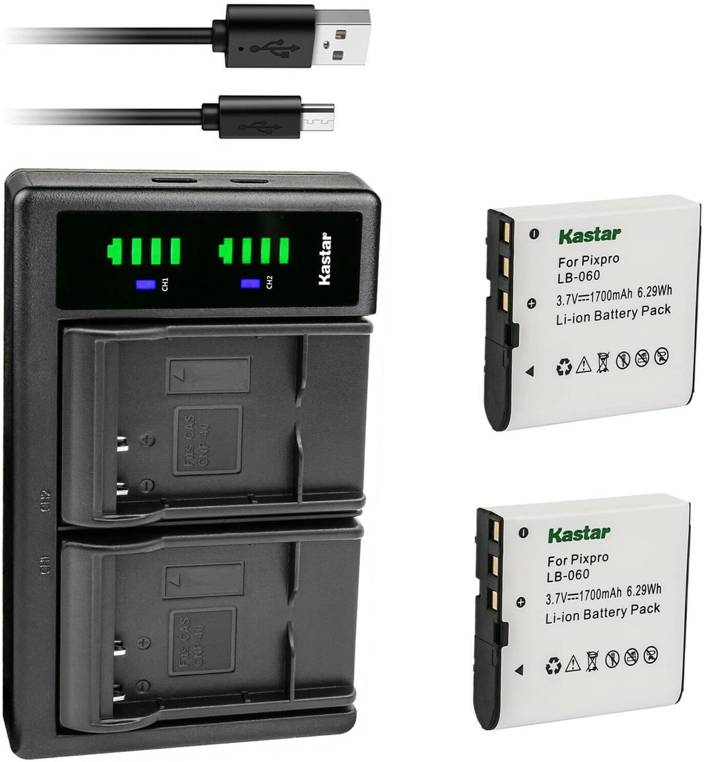 Kastar 4-Pack Battery and LTD2 USB Charger Replacement for VJIANGER 4K Digital Camera, 4K WiFi Digital Camera, 1080P Camcorder, 1080P Video Camera, VJIANGER 4K 48MP Vlogging Camera for YouTube