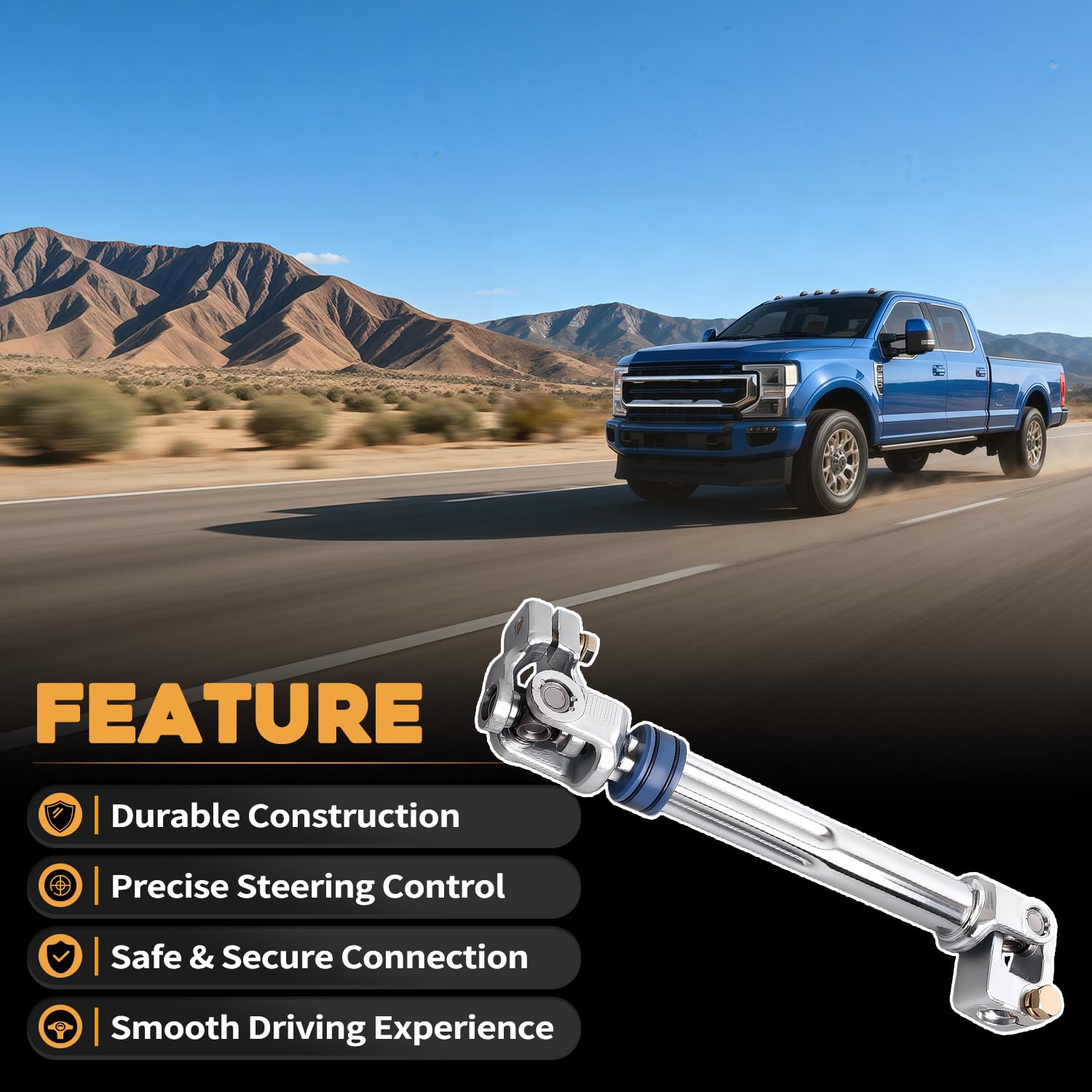 Lower Steering Shaft U-Joint Fit for Ford F-250 F-350 F-450 F-550 Super Duty 2017 2018 2019 2020 2021 2022 Replaces HC3Z3B676C HC3Z3B676A HC3Z3B676B