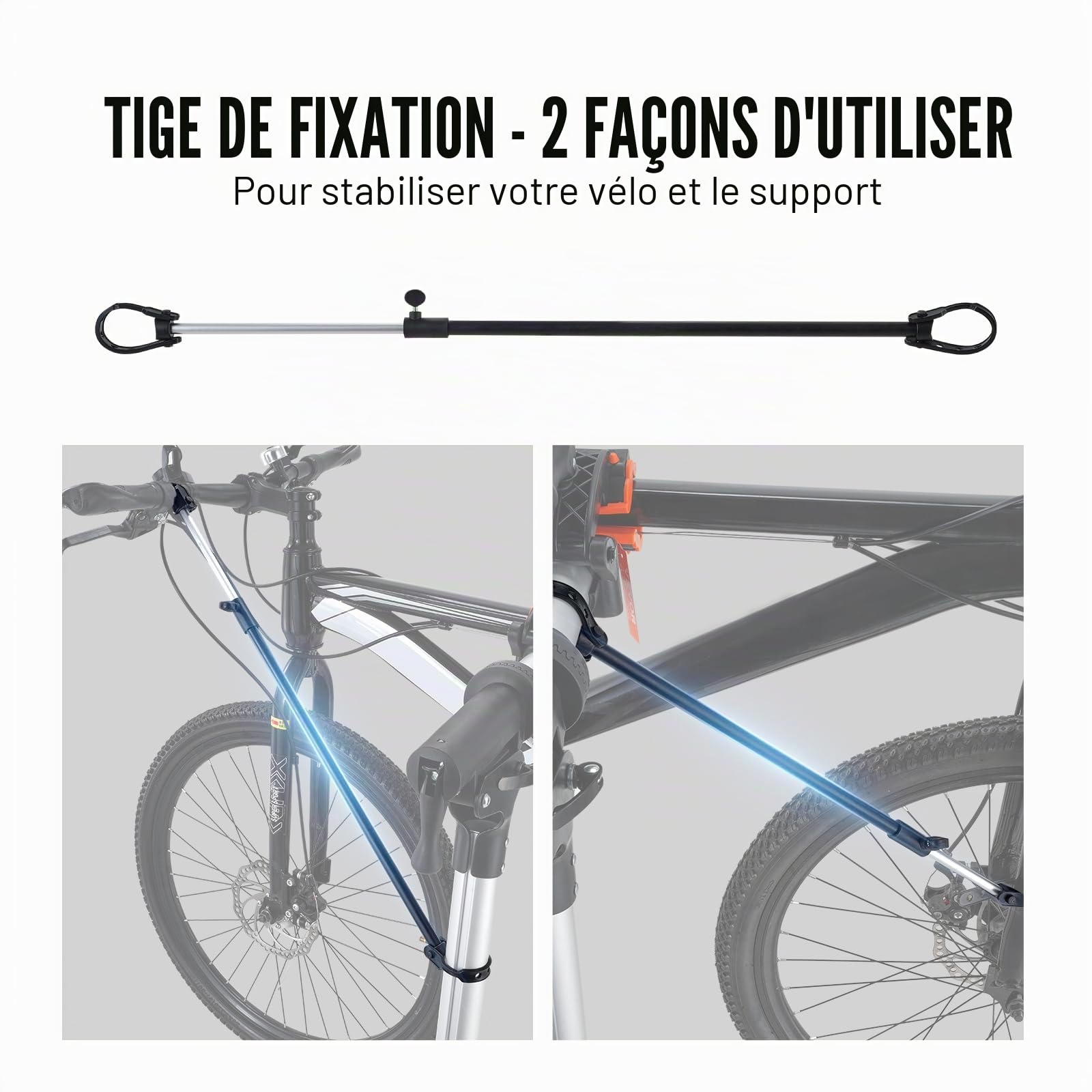 VEVOR Pied d'Atelier Vélo Pliable Charge 30 kg Support de Réparation de Vélo Aluminium Réglable en Hauteur Pince Pivotant 360° Stand de Bicyclettes avec Plateau à Outils Réparation Vélos Électriques