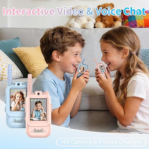 Miniatura 2 de Walkie Talkies para niños, paquete de 2 walkie talkies de video con pantalla de pantalla, radios de juguete recargables para edades de 3 a 12 años,