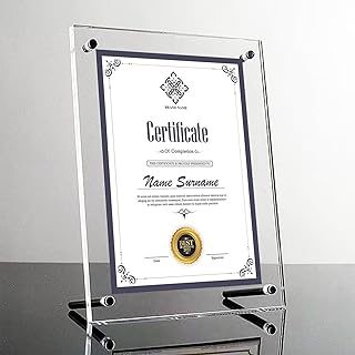 Award Plaques,13 x 9.5 in Acrylic Certificate Frame,Employee of The Month Plaque,Picture Plaques Holds A4 Size Paper,Placed Your Award,Diploma Certificate (Acrylic Plaque)