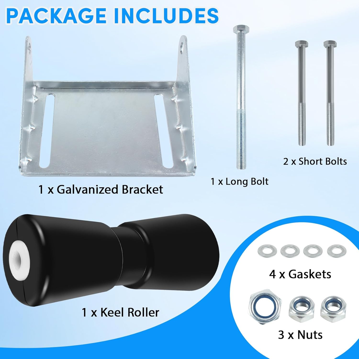 8In/10In Boat Trailer Roller Bracket Assembly,Boat Trailer Keel Rollers with Brackets,Adjustable Keel Roller with Panel Bracket Assembly Boat Trailer Accessories