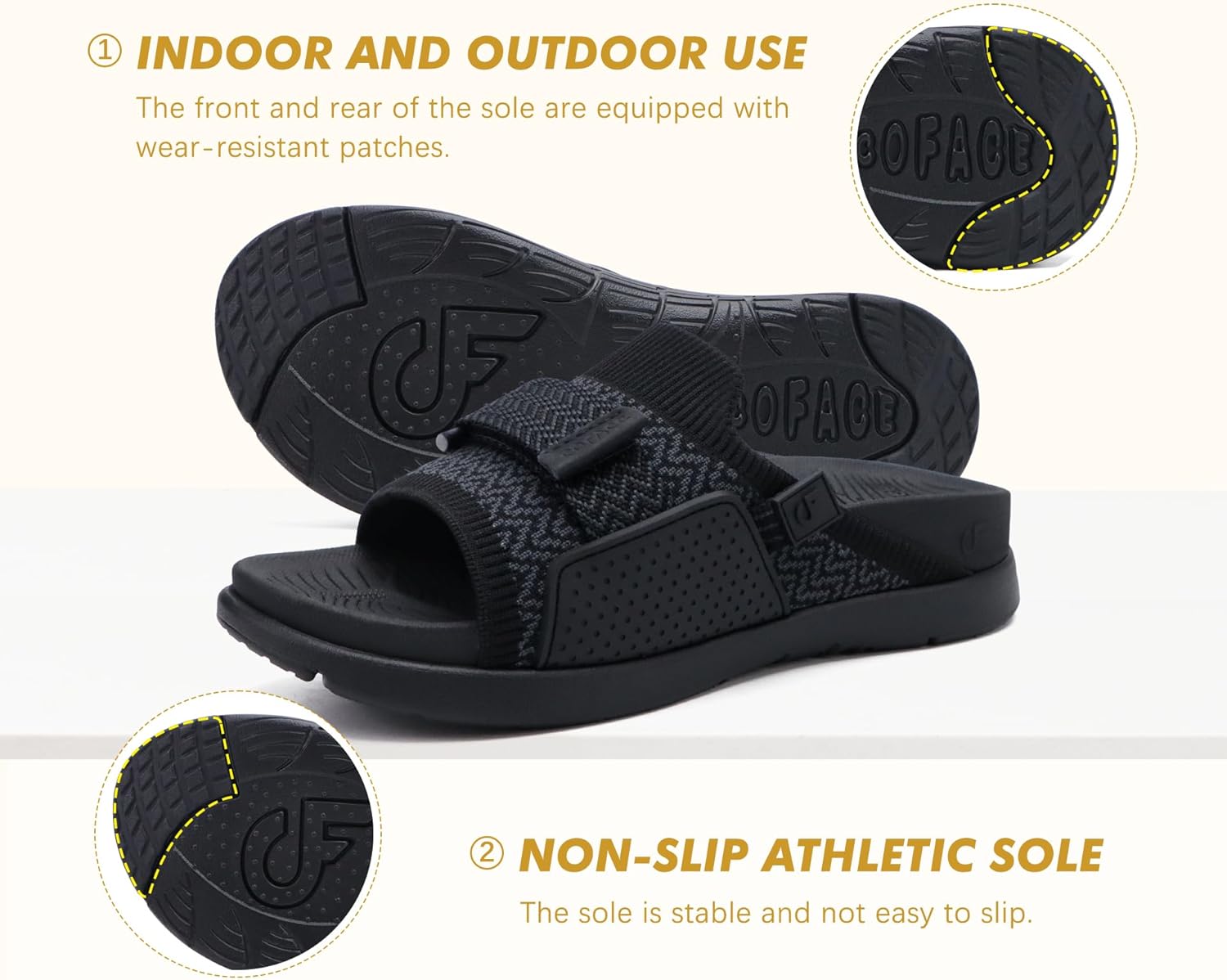 COFACE Women’s Orthotic Sandals Comfortable Plantar Fasciitis Arch Support Sandal Slippers Ladies Fashion Fabric Kint Slides Sandals with Lightweight Athletic Soft Cushion Footbed (US Size 5-11) - Image 4