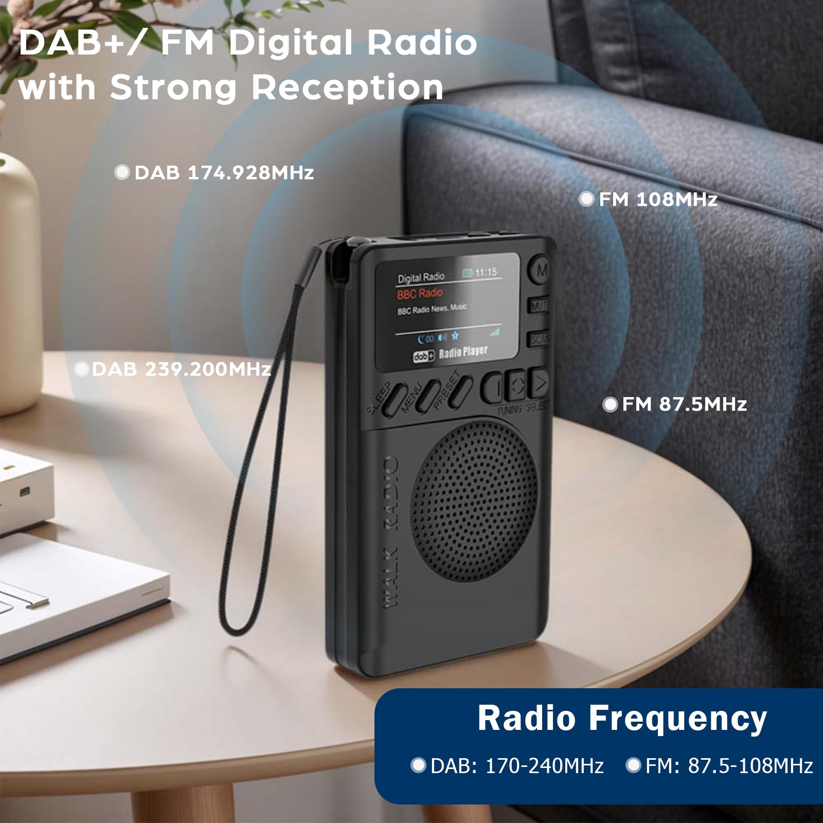 MangoKit MP1 Pocket DAB/DAB en FM digitale radio, draagbare