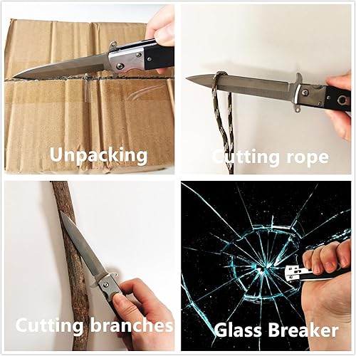 Miniatura 5 de CHJIANAO Pocket Knives & Folding Knives,Knives for Men,5 in 1 Multitool Tactical Knife Glass Breaker,Bottle Opener,Seatbelt Cutter,Wrench,Small Edc