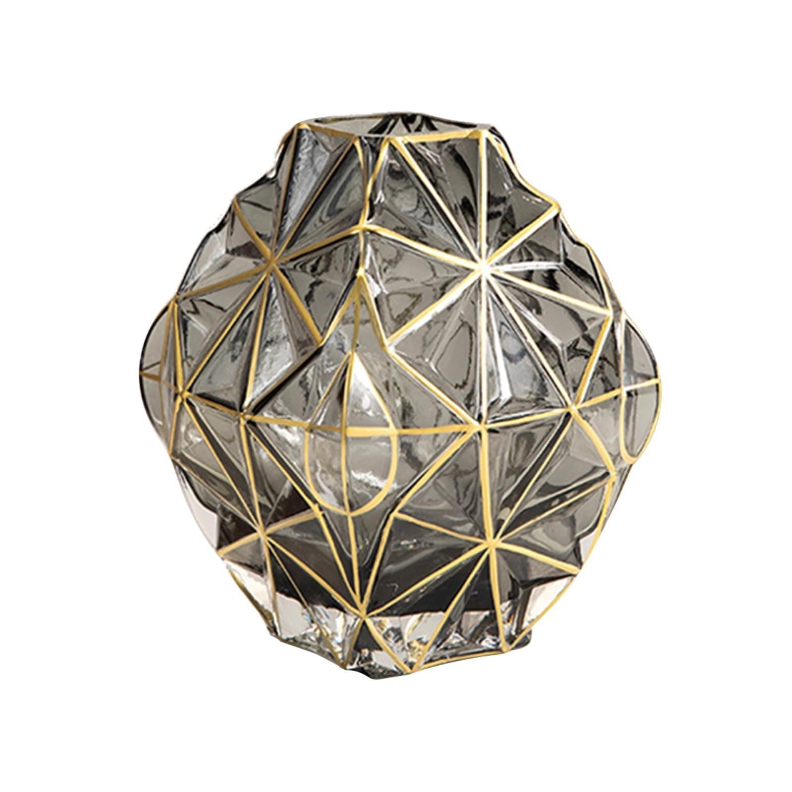 Vase en verre gris ornement de décoration pour meuble et étagère