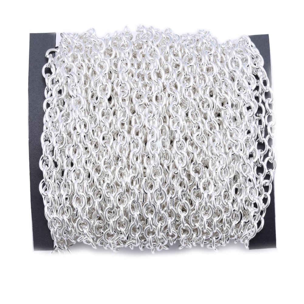 Chaîne à maillons fer torsadée 10m argenté 4x6mm pour création bijoux DIY