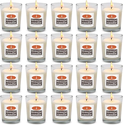 Paquete de 20 velas conmemorativas de Yahrzeit de cristal, buenas para las fiestas de Yizkor y Yom Kippur, Ner Neshama en vaso de vidrio